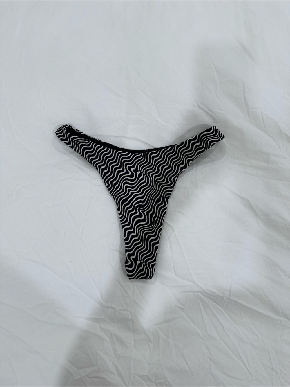 Monday Swimwear Black & White Wavy-Stripe Bikini Bottom